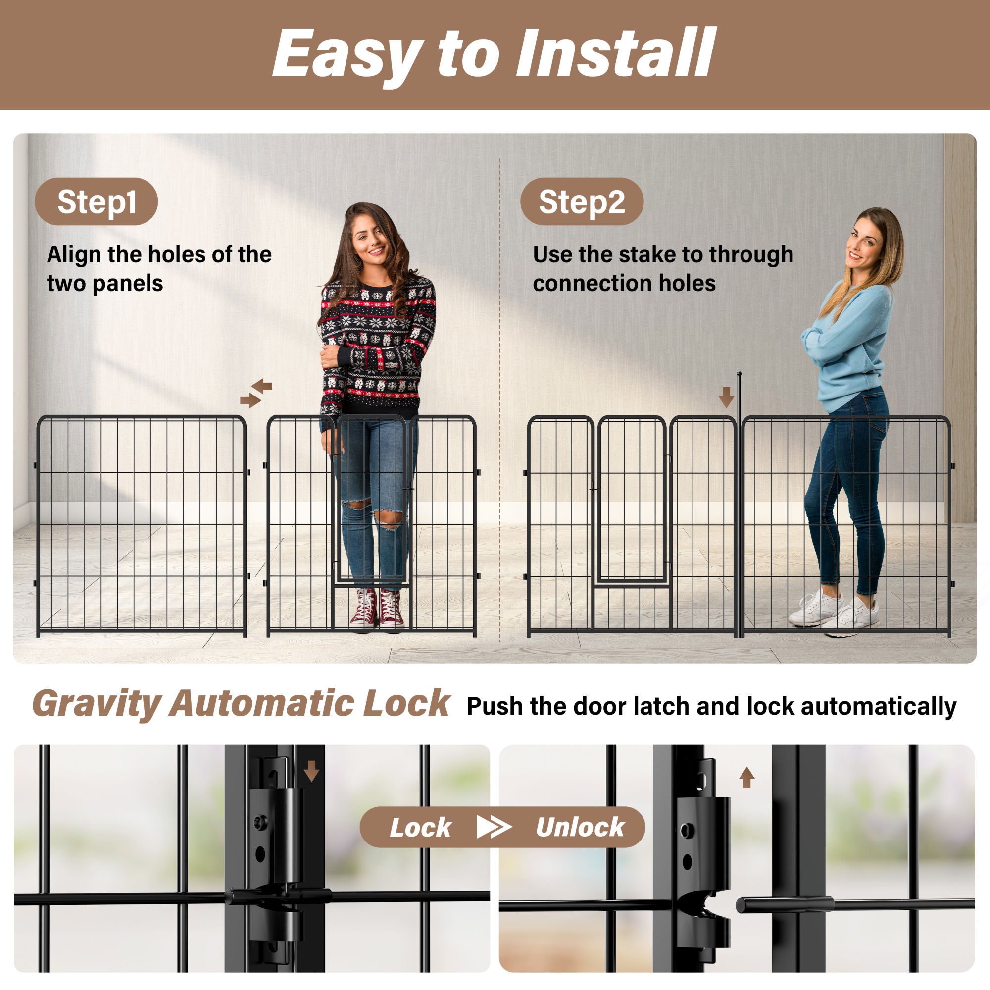 Dog Playpen Indoor Outdoor, 24" Height Doba